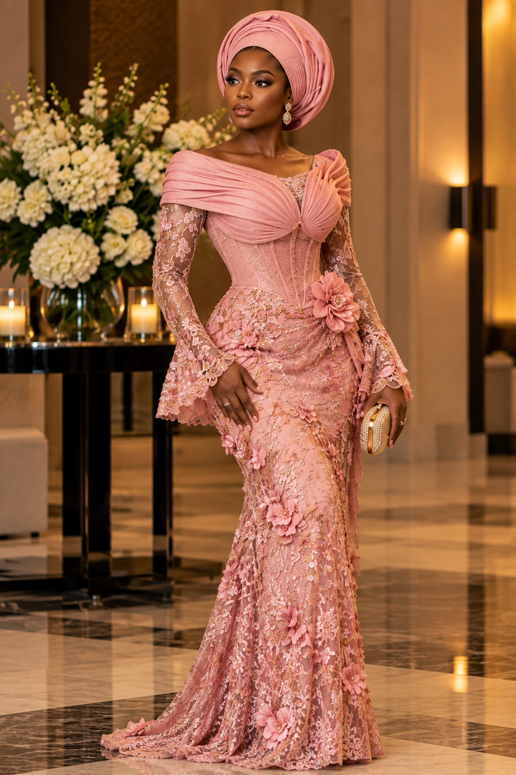 Woman wearing Àṣà & Àṣọ occasionwear fabric